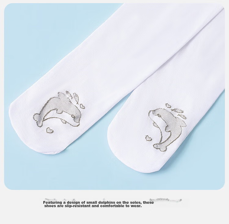 Bingxuemumian Children's Dance Socks for Girls, Plus Size, Spring And Summer Thin White Elastic Leggings, White 2 5