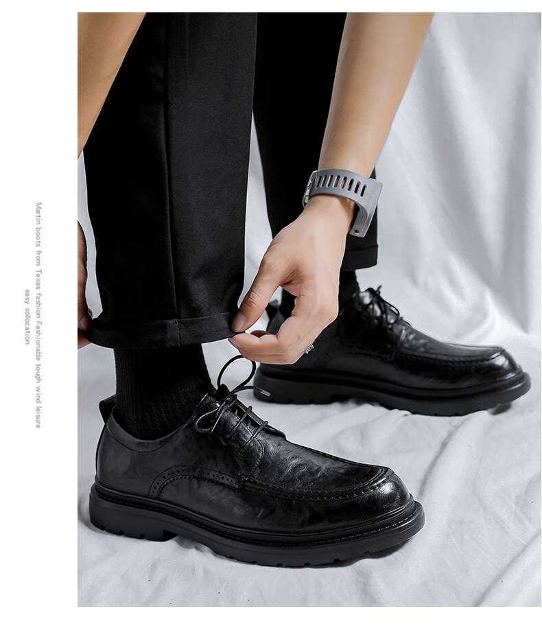 California Bull Men's Leather Shoes Business Casual Spring Summer British Style Soft Sole Loafers Fashion Wedding Shoes Black Size 40 11