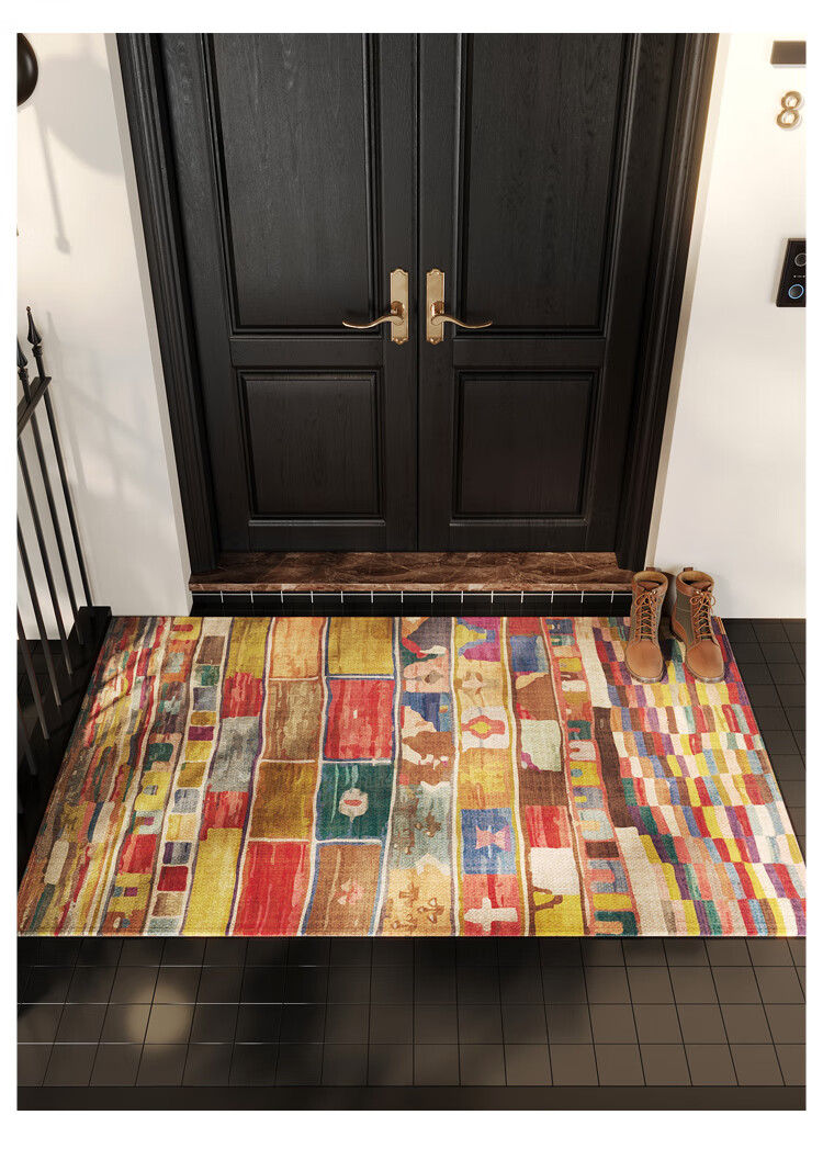 ZHUJUN American Retro Entrance Mat, Hallway Carpet, Doormat, Living Room Entrance Mat, Dust-Removing, Dirt-Resistant, Non-Slip Foot Mat 4