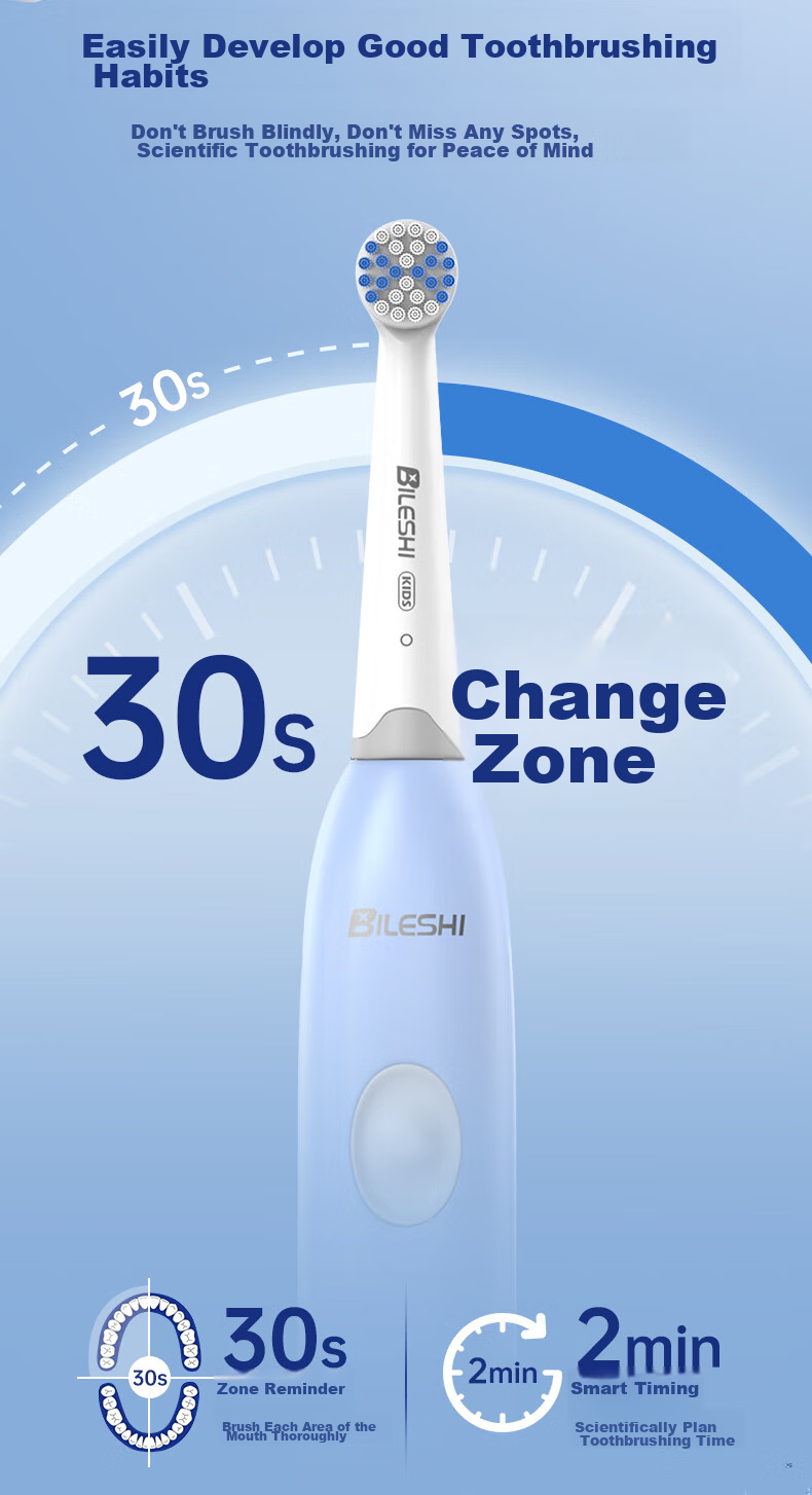 BILESHI Children's Toothbrush with Musical Rotating Rechargeable Electric Toothbrush for Boys And Girls Aged 2-3 Years Old, 6-12 Years Old, Gum Protection, Birthday Gift for Kids 2231 Gree 9
