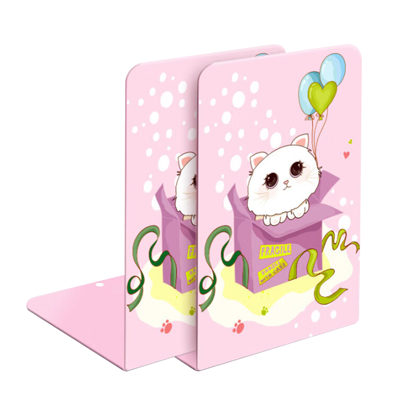 Shaonianban Bookshelf, Metal Storage Rack for Primary And Secondary School Students, Metal Bookend Organizer, Back-To Gift, Office Stationery, Desk Divider, L-Shaped Book Holder, Magic Cat Desig