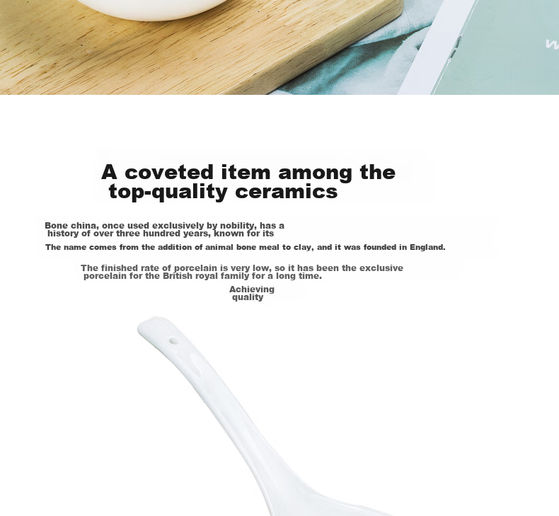Sky Top Large Ceramic Soup Ladle Rice Spoon Dinner Spoon Bone China Pure White Household Tableware Maguo 1 Piece Set 4