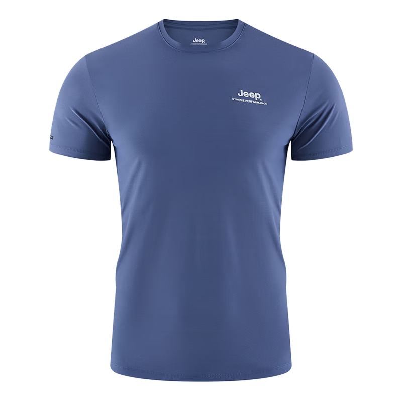 JEEP Men's Short-Sleeve T-Shirt, Outdoor Sports Breathable Quick-Dry Tee, Moisture-Wicking Short-Sleeve Top for Men, 565 Gray Blue L