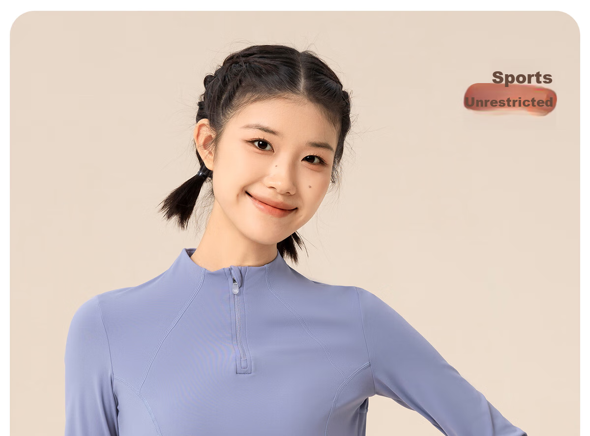 361° Women's Long-Sleeve Sports Top, Half-Open Yoga Wear, Spring And Autumn Running Training Suit, Slim-Fit Yoga Fitness Clothing 10