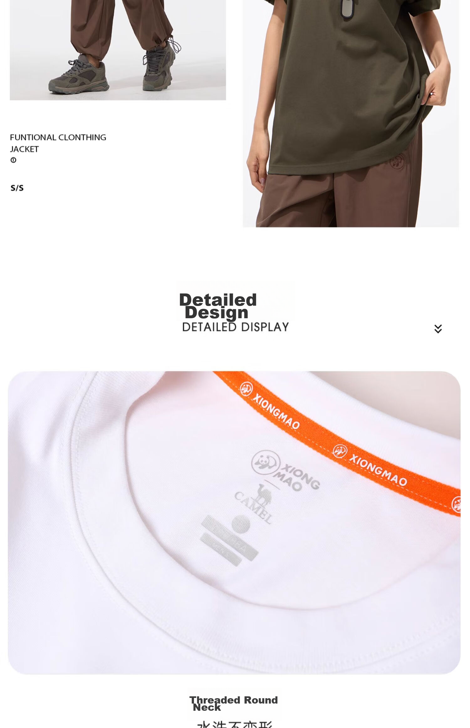 CAMEL Outdoor Unisex Casual Short-Sleeve T-Shirt, Round Neck, Cool And Breathable Top [Panda Collaboration], A34BA6K170 30