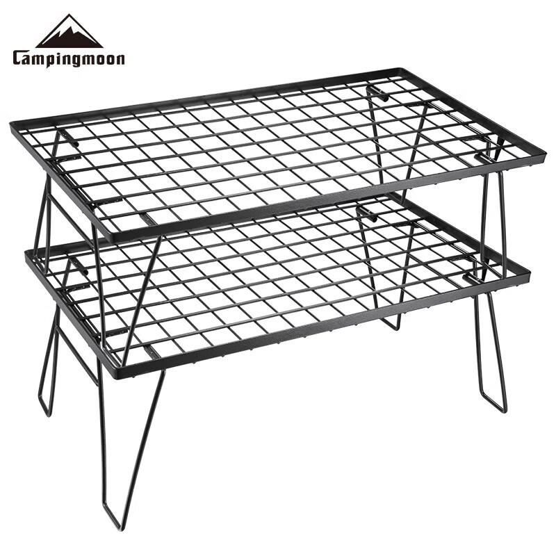 Keman Folding Table, Outdoor Camping Picnic Table, Storage Rack, Keman T-230 2 Black Tables + 1 Pack