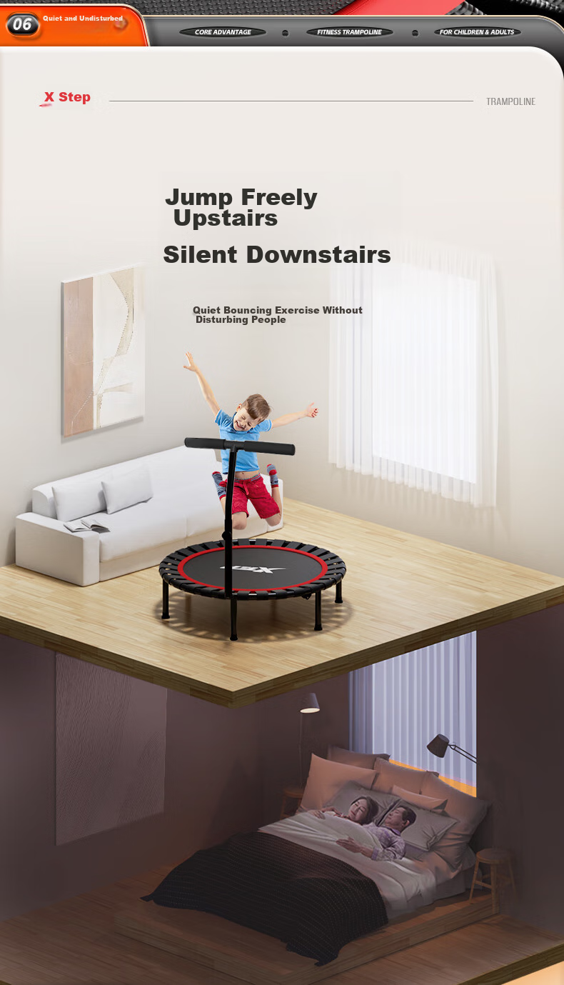XTEP Trampoline for Home Use, Foldable Children's And Adult's Family Fitness Trampoline with Handrails, Baby Bouncing Training Exercise Indoor Play Equipment 12