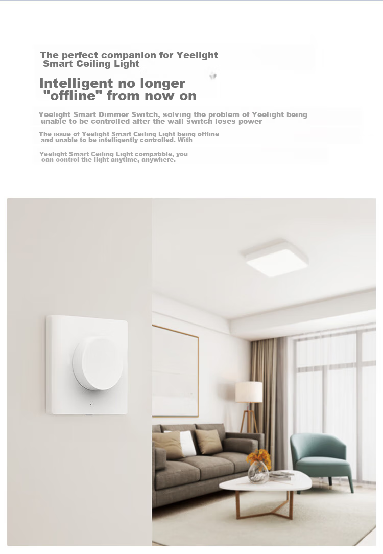 Yeelight Lingdong Switch Socket, Double Switch Suitable for Living Room And Bedroom, Ceiling Light Wall Switch, Self-Rebound, Non-Detachable 4