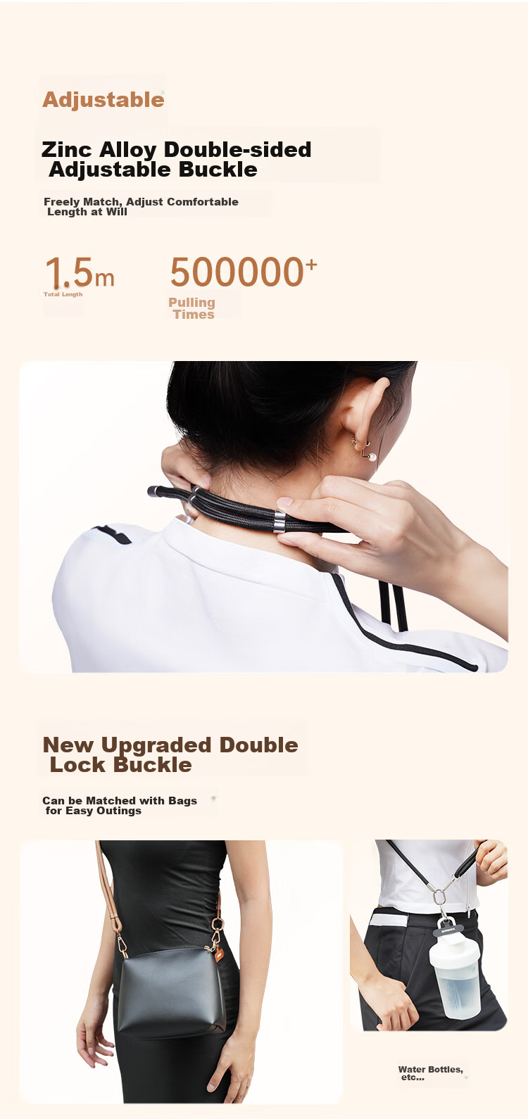 MOMAX Adjustable Phone Lanyard, Neck Strap, Anti-Theft Cord, Anti-Loss Phone Case, Patch Clip, Outdoor Drop Protection, Suitable for Apple, Huawei, Android, Unisex 4
