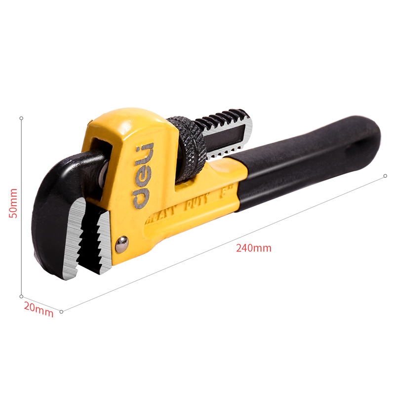 Deli Heavy-Duty Pipe Wrench, Pliers for Water Pipes, Wide-Mouth Self-Tightening Hose Clamp, Multi-Functional Pump Pliers, 10 Inches