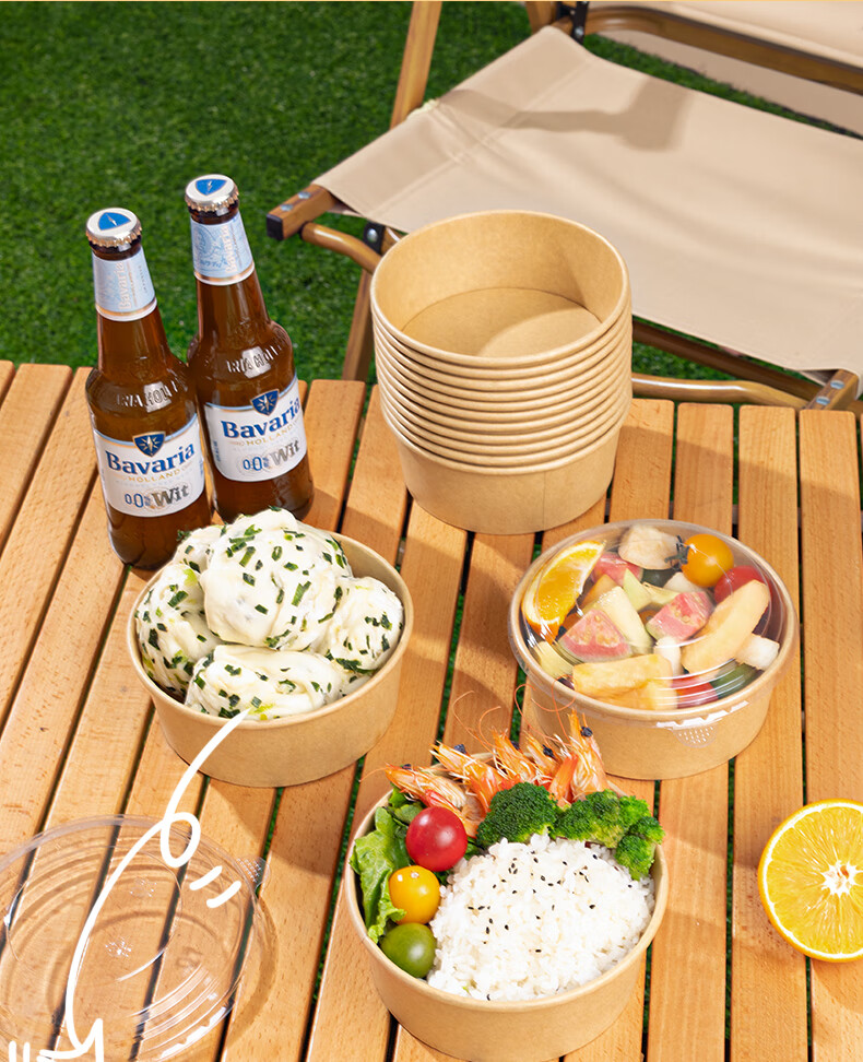 Yunlei Disposable Paper Lunch Box with Lid, Thickened Takeout Food Container, Camping Bento Box 750ml*12 Sets 10