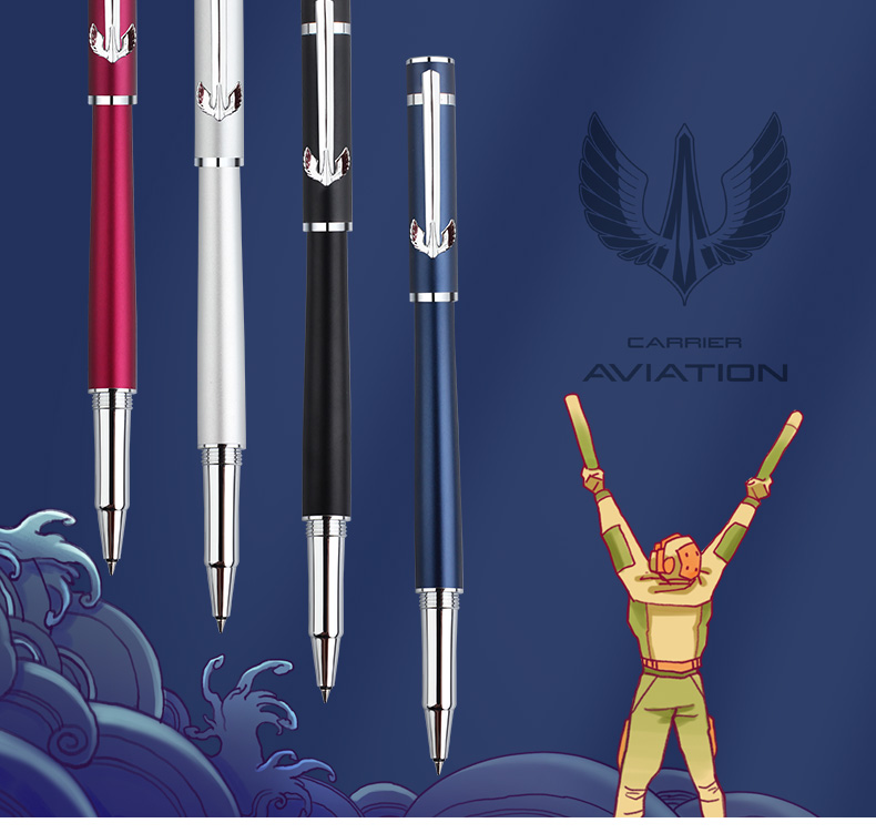 HERO Ballpoint Pen Gift Box H605D Carrier Pilot Series Notebook Ballpoint Pen Signature Pen Gift Box Blue 8