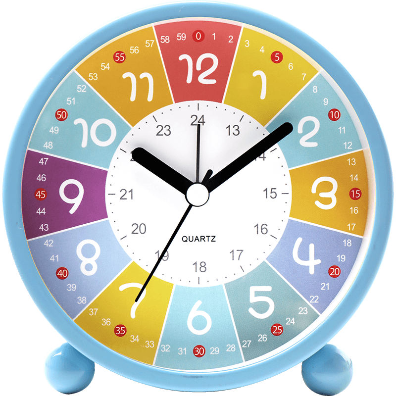 Hense Early Education Alarm Clock for Boys And Girls, Cute Night Light Clock with Bedside Lamp, Student-Specific Wake-Up Device, Quiet Bedroom Bedside Clock HA61 Sky Blue 3.5 Inch
