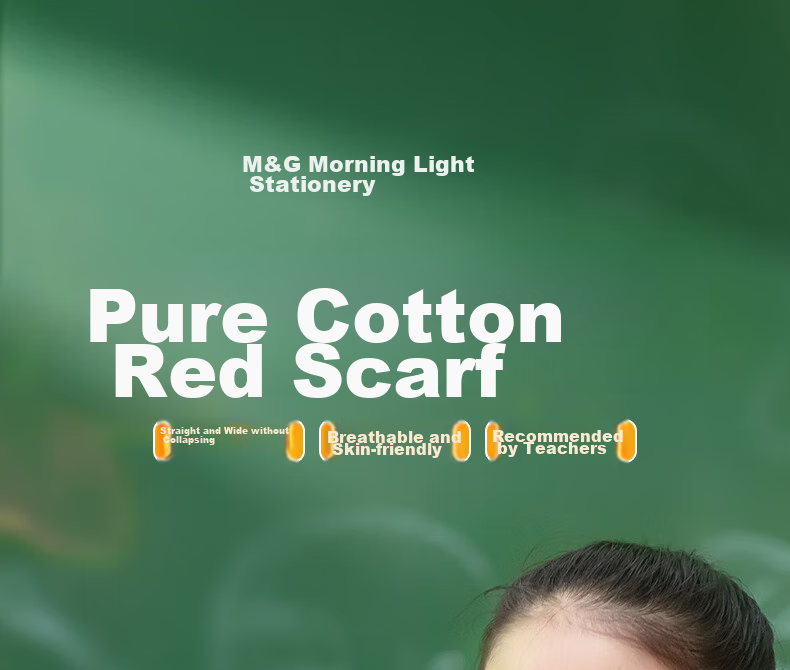 M&G Elementary School Red Scarf for Young Pioneers, National Standard Pure Cotton Red Scarf, Standard Color-Fast Soft Wholesale Learning Supplies, 1.2 Meters/1 Piece ASCN9540 1