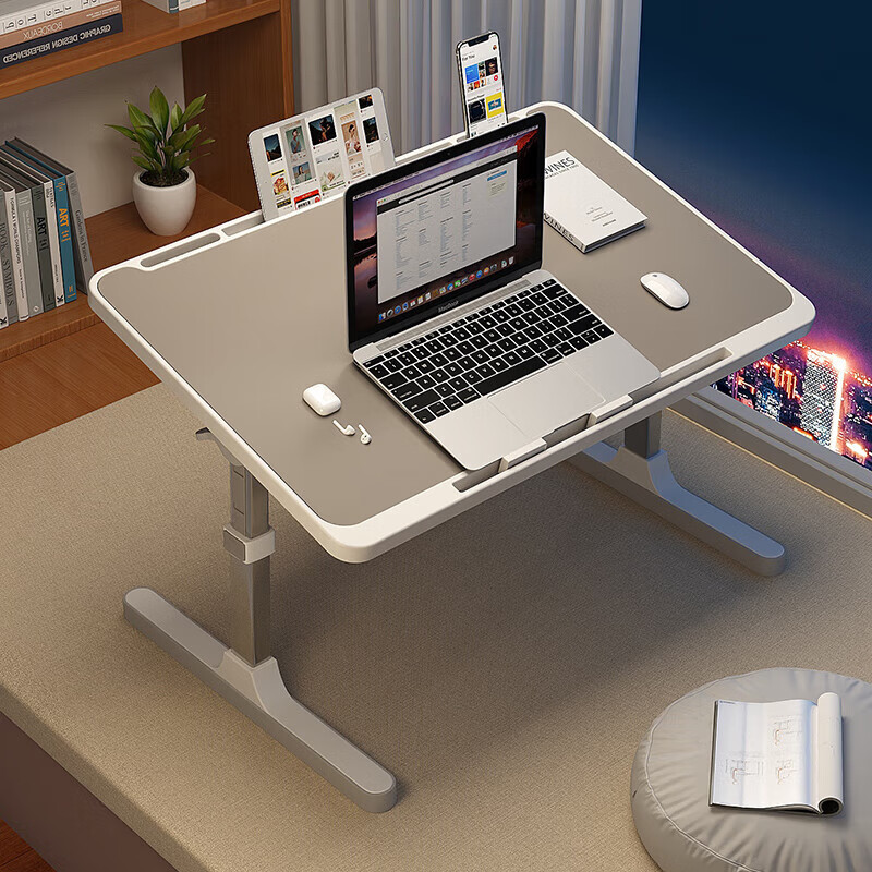 Qianxihuafu Adjustable Height Bed Desk, Foldable Laptop Table, Lazy Student Dormitory Study Desk, Small Table for Office Work And Learning