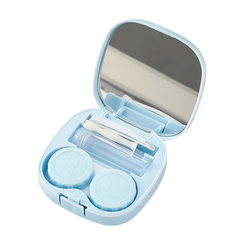 JAJALIN Contact Lens Case, Travel-Friendly, Portable, Simple Design, Glossy Surface, DIY Companion Case, Blue Color