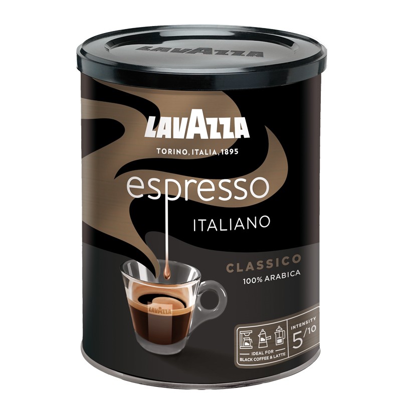 拉瓦萨（LAVAZZA）意大利进口咖啡粉黑咖啡低脂拉瓦萨意式浓缩咖啡粉（罐装）250g