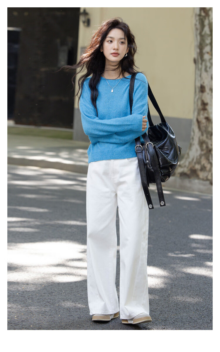 Dme [Blue Coastline] Brightening Basic Loose Pullover, Lazy Lightweight Spring And Autumn Knit Sweater for Wome 3