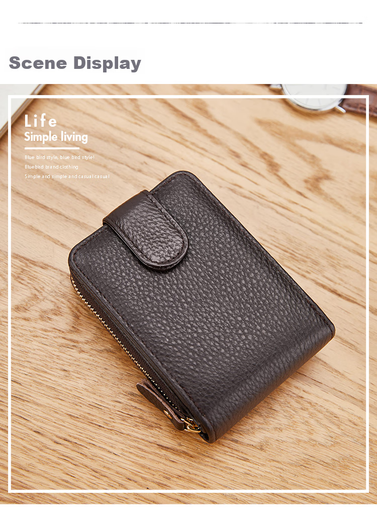 BOSTANTEN Top-Grain Leather Card Holder with Multiple Slots, Accordion Wallet for Men, Coin Purse, Birthday Gift for Husband, Boyfriend, Or Father 4