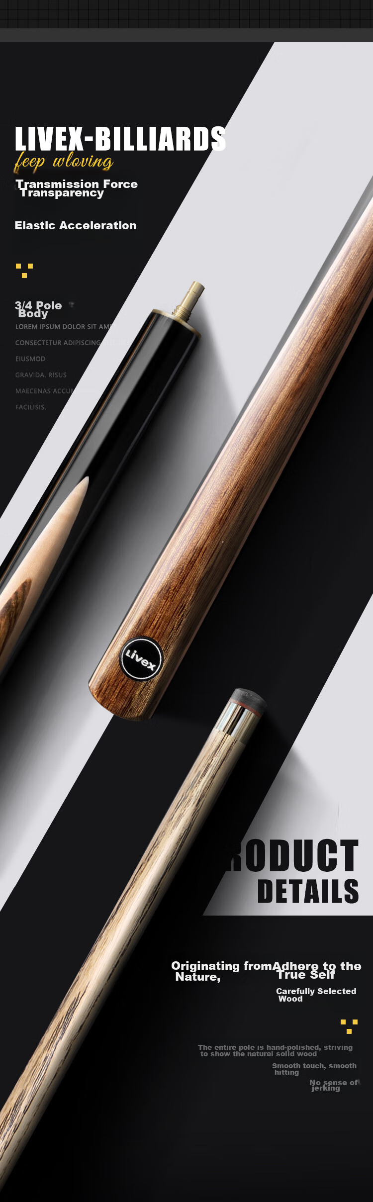 LIVEX Xiaoduanhua Detachable Pool Cue, Small Tip Snooker Black 8 Ball Cue, 16 Colors Chinese And English Style Billiard Cue 2