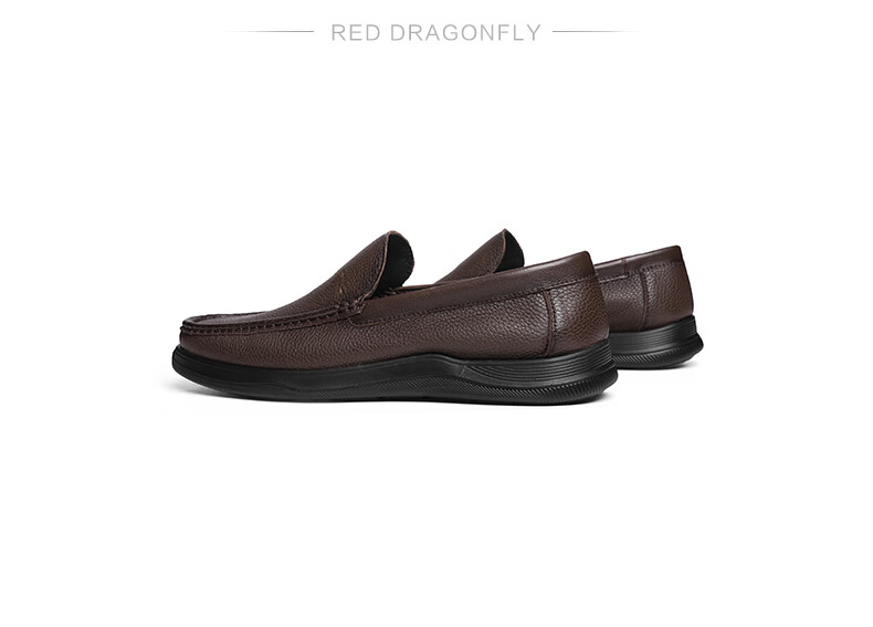 RED DRAGONFLY Casual Leather Shoes, Spring Men's Shoes, Sheepskin Slip-On, Middle-Aged Soft-Soled Dad Shoes WLA15016, Black, Size 41 4