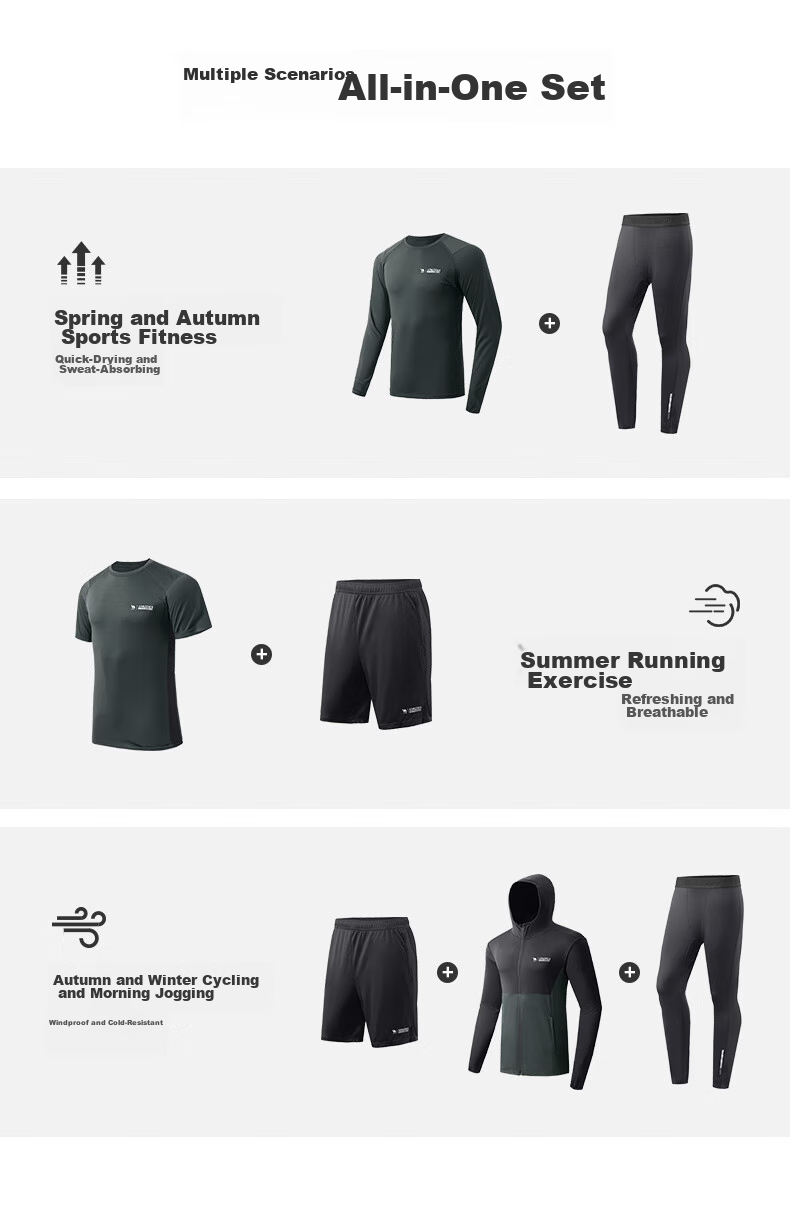 CAMEL Men's Sports Set, Five-Piece Fitness Outfit, New Long-Sleeve And Long Pants, Quick-Dry Running Basketball Training Sportswear 26