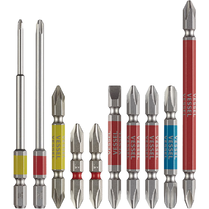 VESSEL Weiwie GS10P-01 Double-Ended Phillips Screwdriver Bit Set, Strong Magnetic Screwdriver Bits, Ten-Piece Set