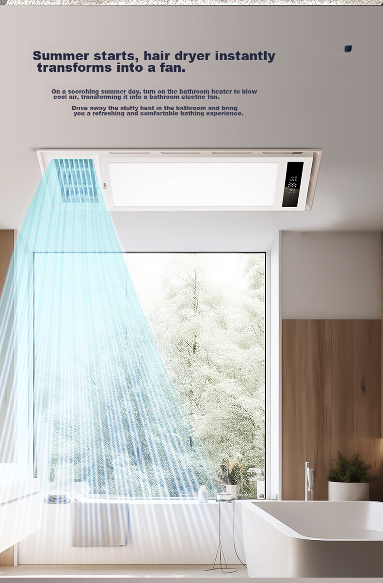 Haier Wind And Heat Bathroom Heater, High-Power Dual-Motor Piano Key Switch, Multifunctional Bathroom Heater Light, Bathroom Warm Air Machine M4X 5