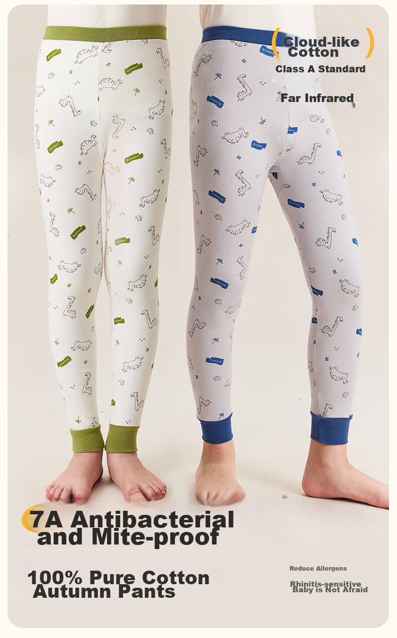 LangSha Children's Autumn Long Johns, Boys' Thermal Underwear, Fall And Winter Mid to Big Kids' Pure Cotton Leggings, 100% Cotton, 2-Pack 2