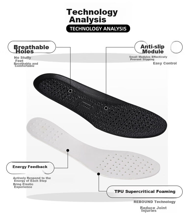JOMA Full-Length Cushioning And Rebound Sports Insoles for Soccer And Basketball, Non-Slip Breathable Athletic Foot Pads, Black, Size 45 3