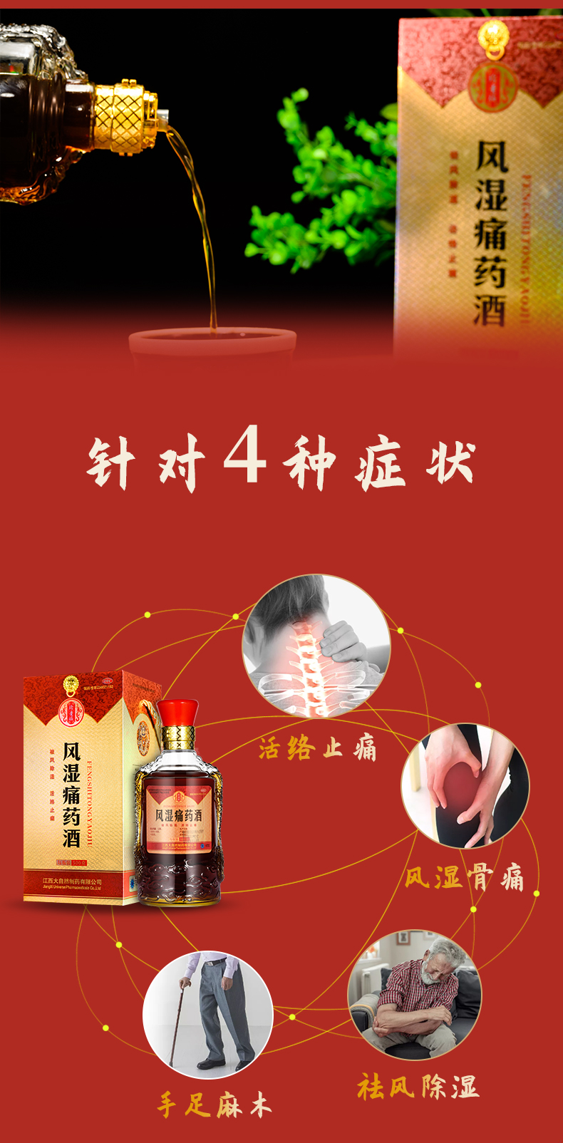 珍贵膳风湿痛药酒500ml祛风除湿活络止痛中成药用于手