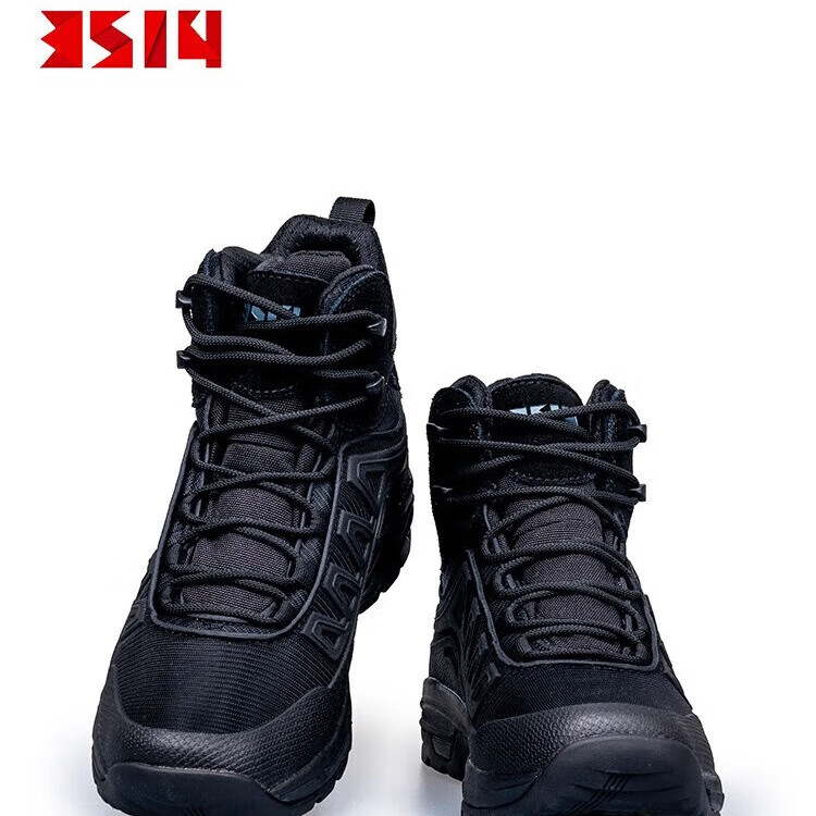 3514 Mid-Top Outdoor Shoes for Men, Breathable, Wear-Resistant, Non-Slip, Shock-Absorbing Sports Shoes, Hiking Boots, Black, Size 41
