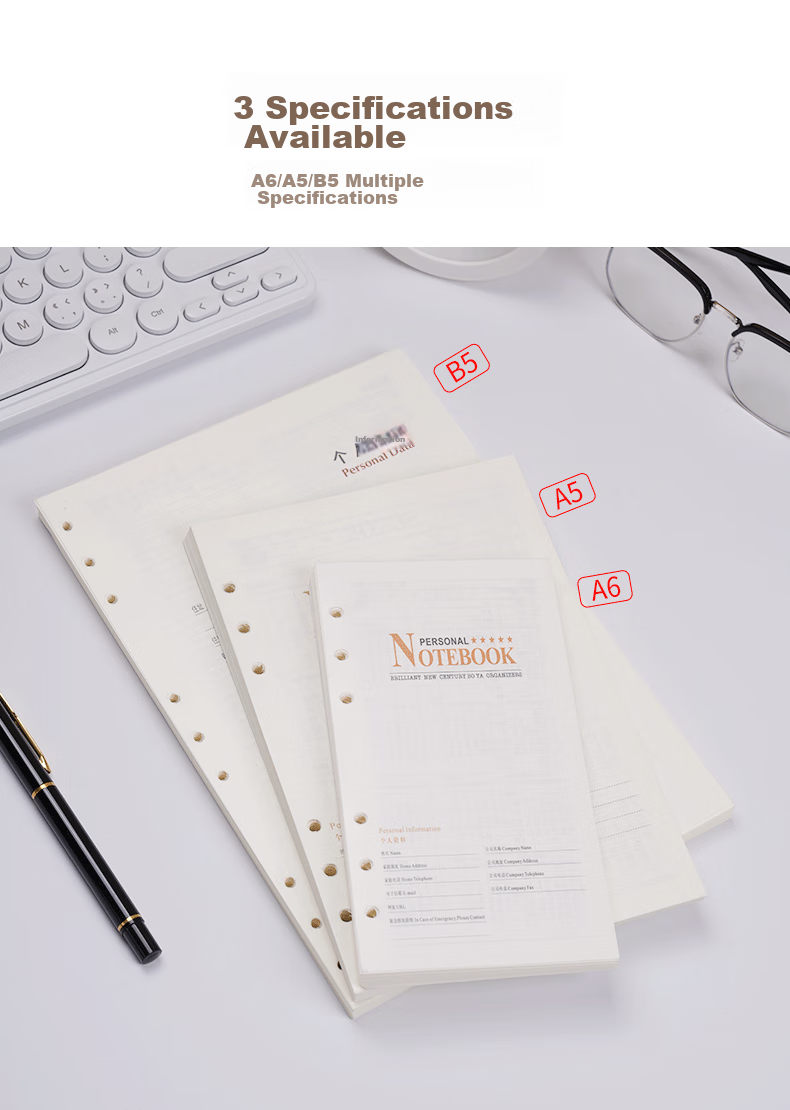 TENGXIONG A5 Loose-Leaf Paper Refill Notebook, 6-Hole Detachable Inner Pages for Error Correction Book, Replacement Core Student Practice Draft Paper with Ruled Lines, Office Memo Pad Customizable Inner Pages 3