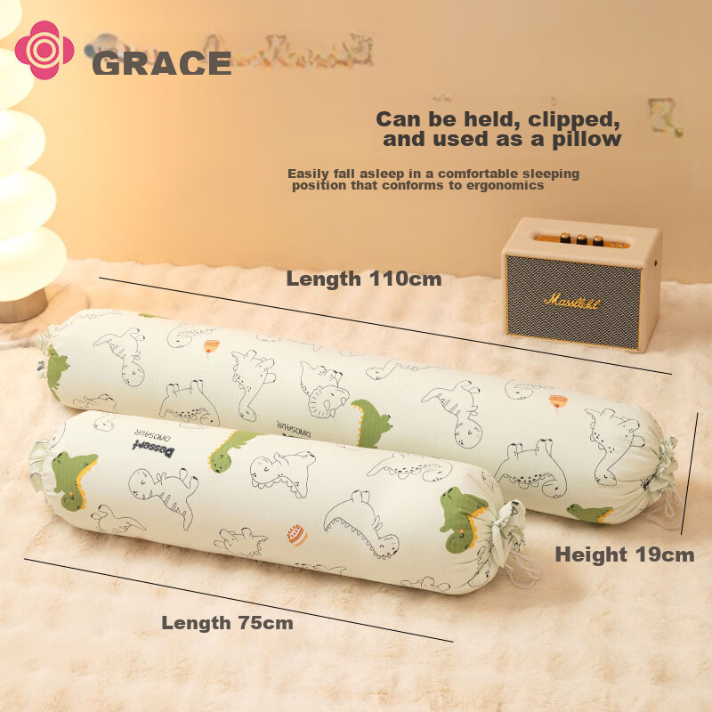 Grace Long Body Pillow for Women, Removable And Washable, Pregnancy Bed Leg Pillow, Cylindrical Hug Pillow, 1.1m Small Dinosaur Desig