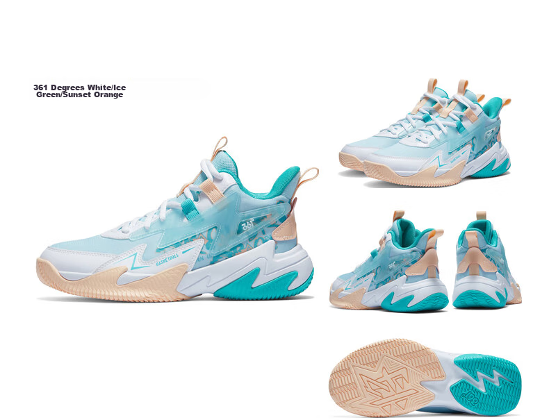 361° Hanjiang Children's Basketball Shoes, Size 25, All-Season Youth Practical Training, Hard-Wearing Basketball Shoes, Blue, Size 38 14