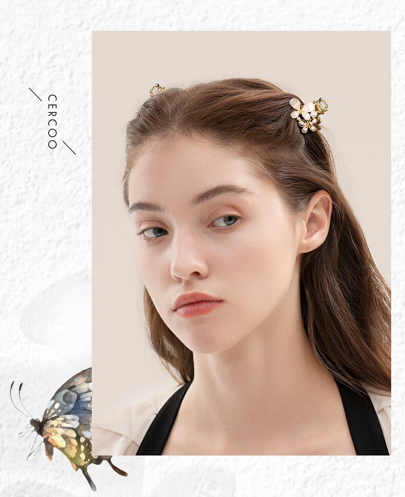 Cercoo Exotic Butterfly Roll Series Hair Clip, Pearl Small Claw Clip, Compact And Delicate Korean Bangs Clip, Gift for Girlfriend 5