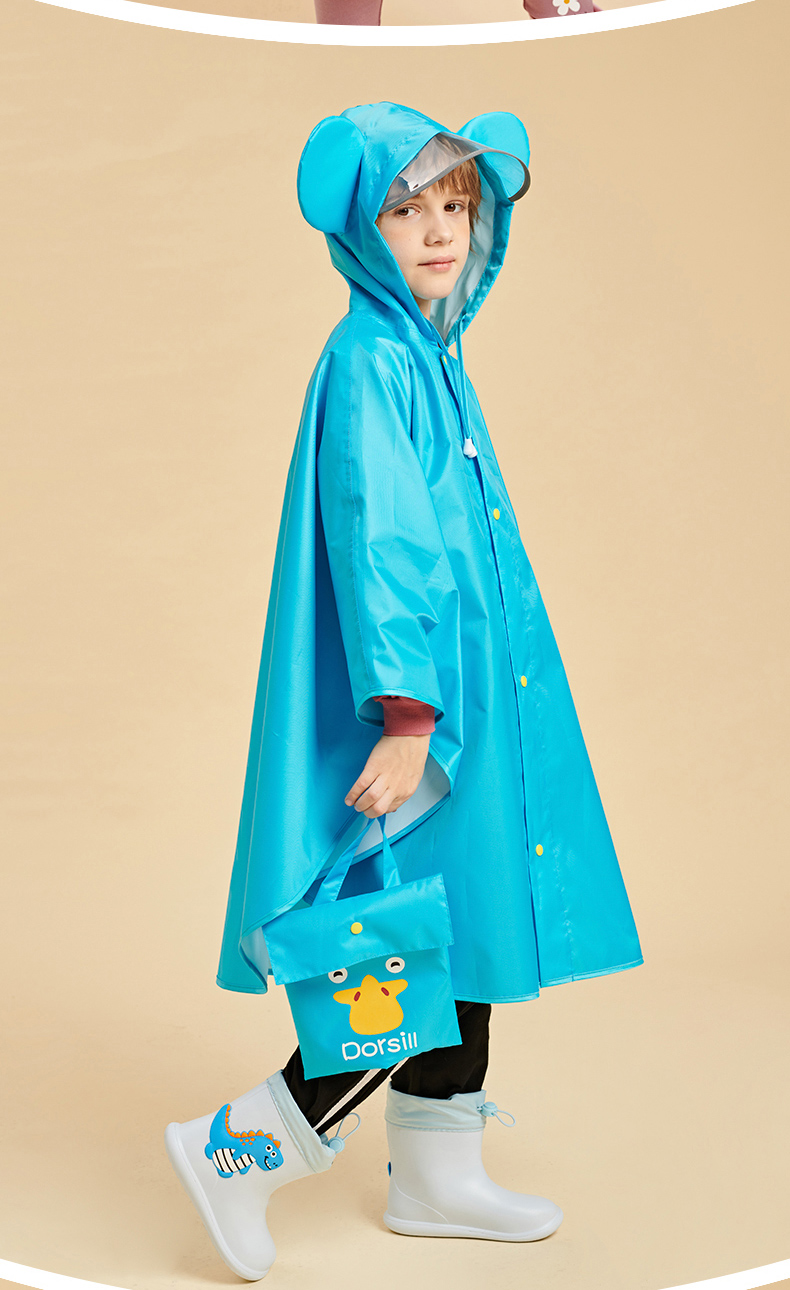 朵熙儿 儿童雨衣男童女童小学生小童宝宝雨披幼儿园小孩带书包位防水