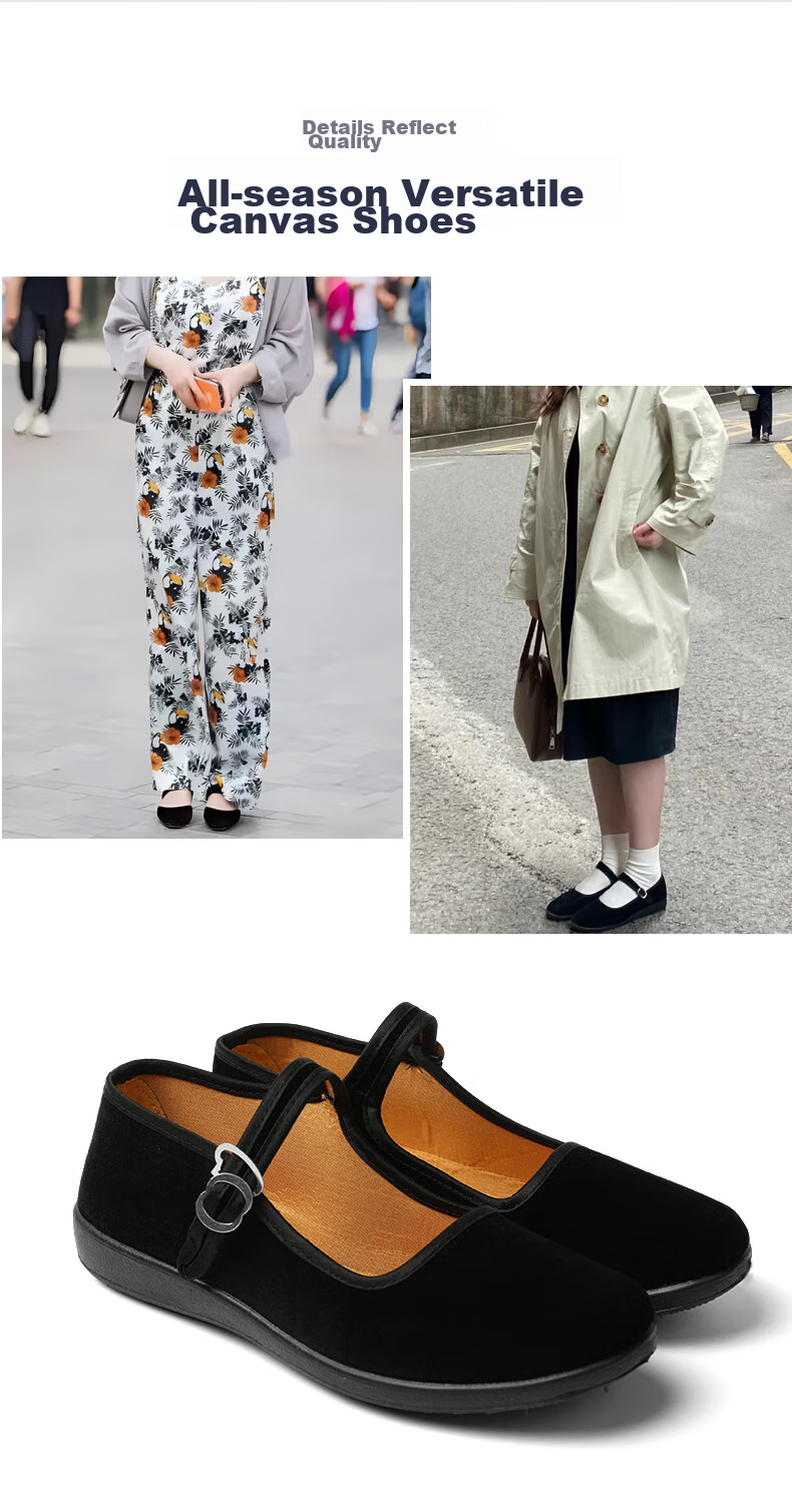 FOOTOPPO Old Beijing Cloth Shoes for Women, Soft-Soled Non-Slip Thick-Soled Elderly Women's And Middle-Aged Mom Shoes 9
