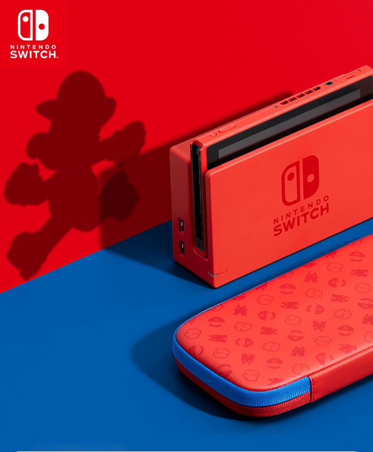 任天堂nintendoswitch国行续航增强版马力欧限定版套装ns家用体感游戏