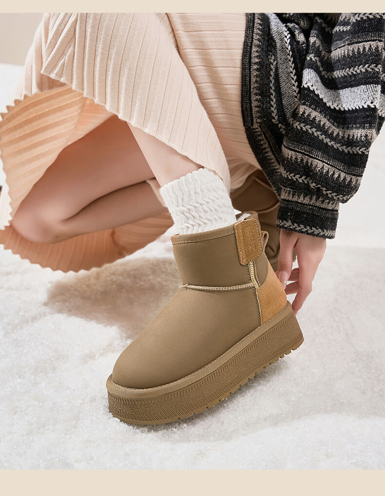 ZHR Snow Boots for Women, 2025 New Winter Style, Thick Warm Women's Boots for Northeast China, Versatile Short Boots with Thick Soles, AB50 Camel Color, Size 40 20