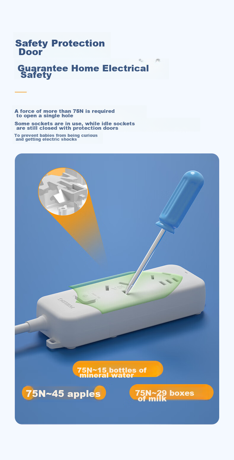 PHILIPS 16A High-Power Socket, 1 Outlet, 0.8 Meter, Specially Designed for Air Conditioners And Water Heaters, Power Strip/power Bar/power Board/power Cord 8