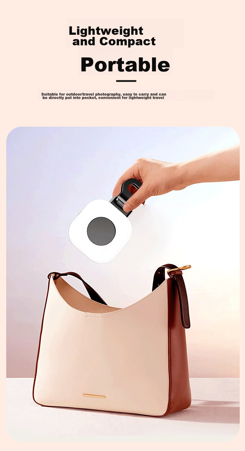 Shuotu Portable Live Streaming Fill Light, Outdoor Vlog Photography Selfie Live Streaming Handheld LED Pocket Fill Light, Beauty Enhancing Ring-Shaped Mini Light for Portraits 5