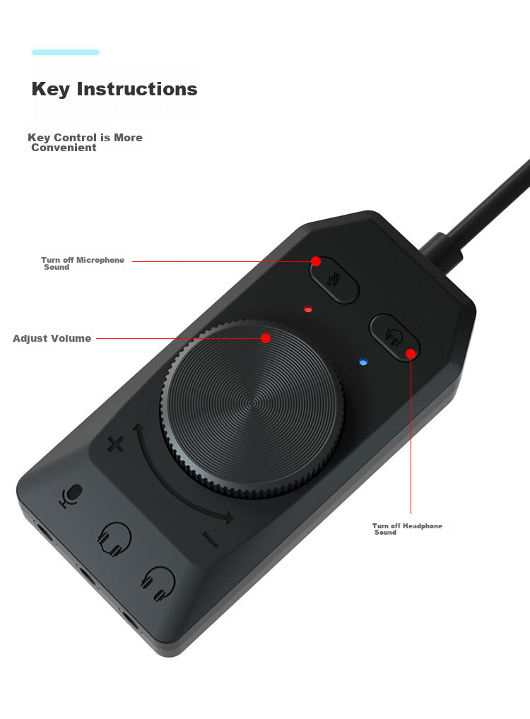 MOGE USB External 7.1 Sound Card, Plug-And for Desktop And Laptop, Independent Gaming Headset Converter, Wired Microphone, USB External Sound Card Converter MC2202 8