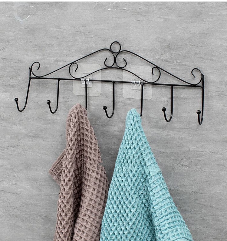Chaoji Jia Pin Adhesive Hooks, No Drilling Required, 3M Backing Adhesive, for Bathroom Kitchen Door Curtain Rod Fixation, Pack of 4, Suitable for Dormitory And Rental Apartments 9