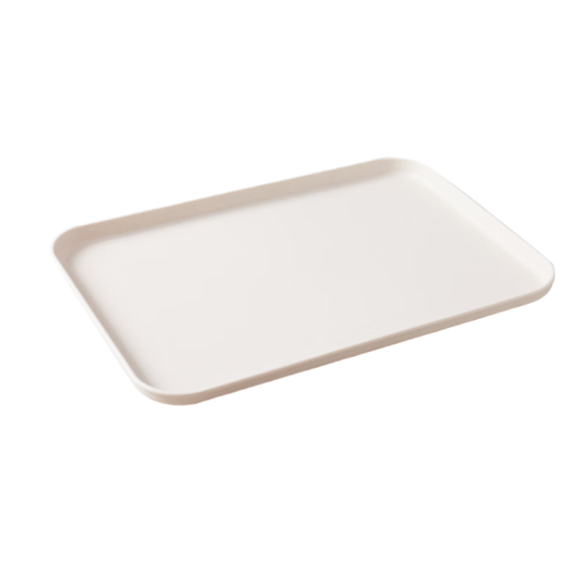 BJ Rectangular Fruit Tray, Tea Tray, Household Fruit Plate, Breakfast Tray, Storage Tray, Living Room Snack Plate, Off-White, Medium Size