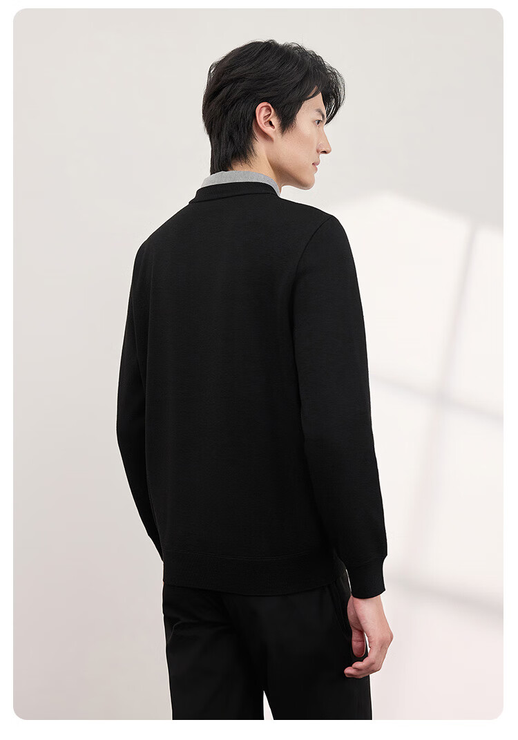 JD Original [Fake Two-Piece] Sweater Knit Pullover for Men, Winter Men's Wool Blend Base Layer, Blue, Size M 18