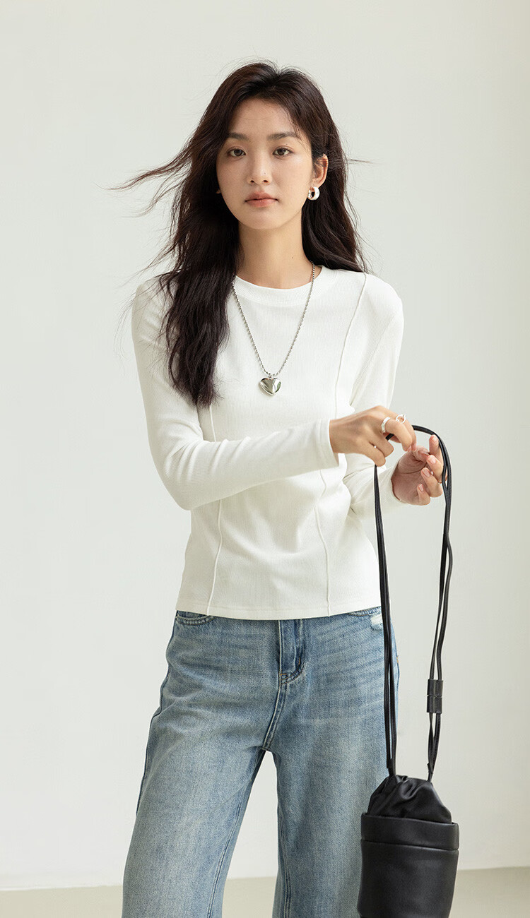 Dme [Soft And Comfortable Inner Layer] Spring And Autumn Versatile Round Neck Base Shirt for Wome 4
