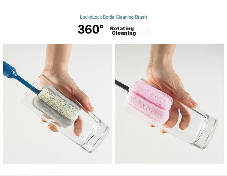 LOCK&LOCK Long Handle Sponge Cup Brush Set with Straw Brush - Household Magic Cleaning Kit 3