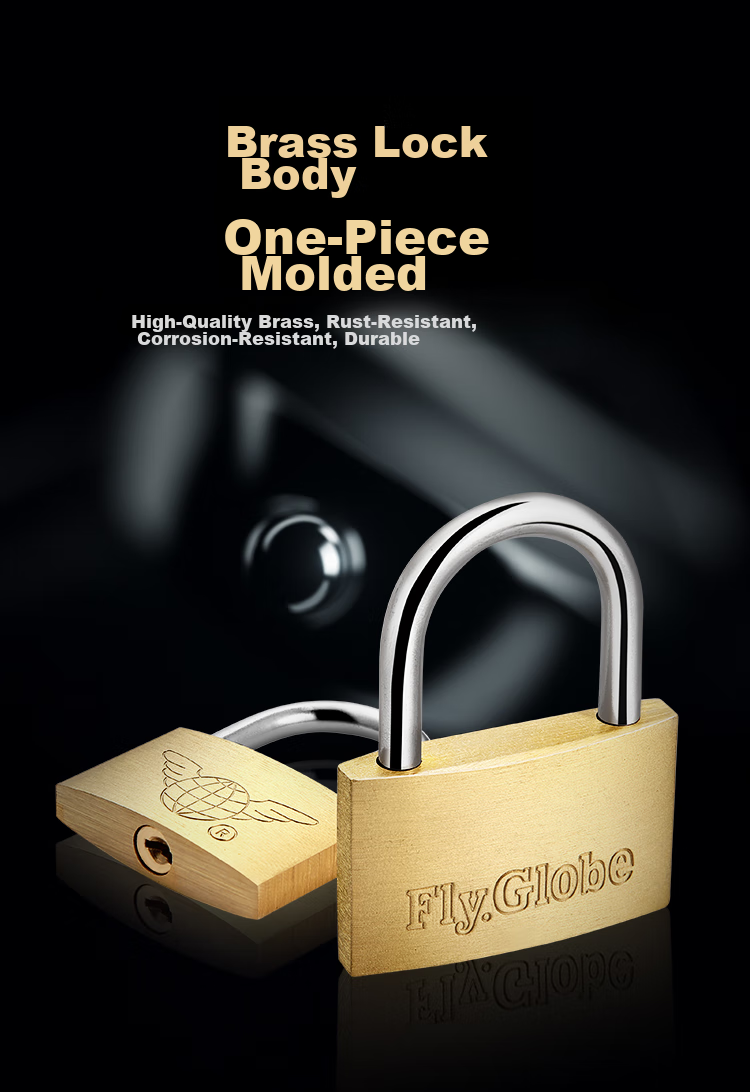 Fly.Globe Brass Padlock, Waterproof And Rust-Resistant Lock, Door Lock, Drawer Lock, Cabinet Lock, Anti-Theft Window Lock, 30MM 5