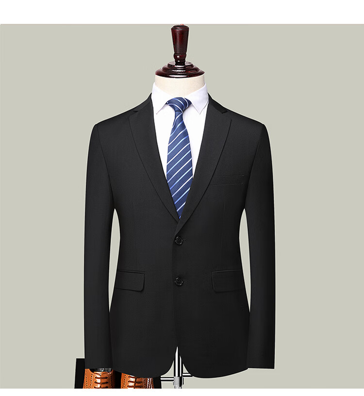 ROMON Men's Business Slim Fit Suit Set Single Button Black XL Groom Best Man Formal Wear 5